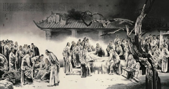 孔维克 公车上书 中国画 308cm×600cm 2009年(“国家重大历史题材美术创作工程”入选作品)